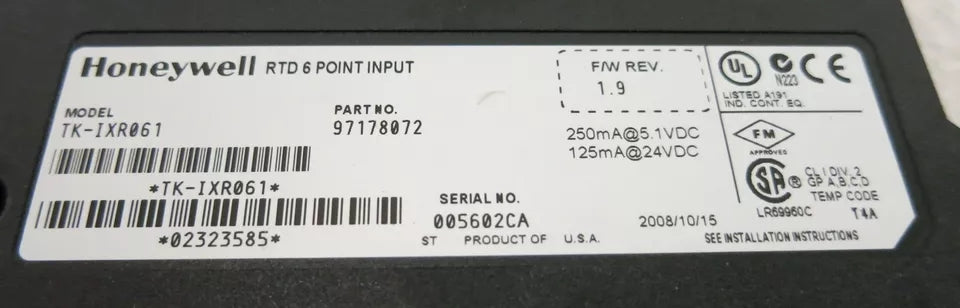 HONEYWELL|TK-IXR061|6-Channel Analog Input Module with Redundancy